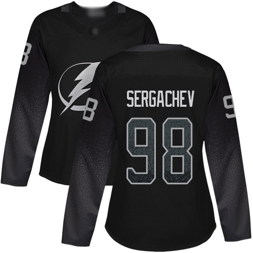 Adidas Tampa Bay Lightning #98 Mikhail Sergachev Black Alternate Authentic Women Stitched NHL Jersey->women nhl jersey->Women Jersey